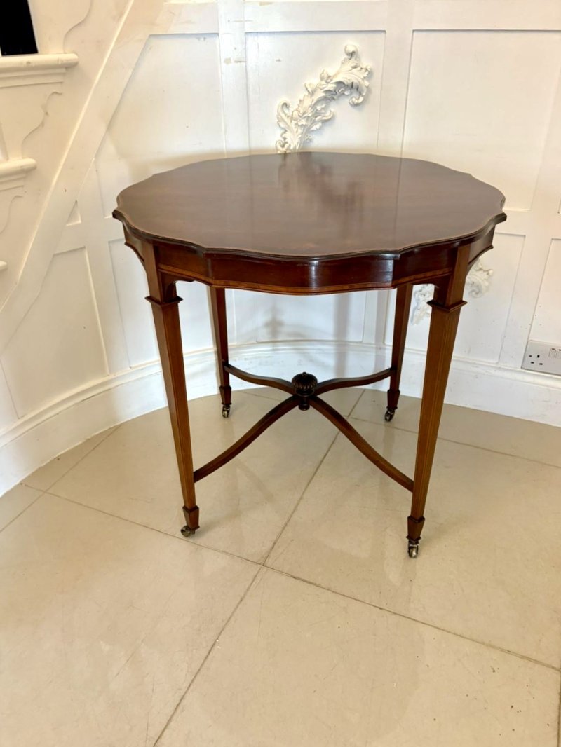 Antique Edwardian Satinwood-Inlaid Centre/Lamp Table